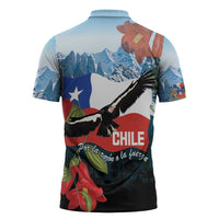 Chile Fiestas Patrias Zipper Polo Shirt Andean Condor Andes Mountains - Wonder Print Shop