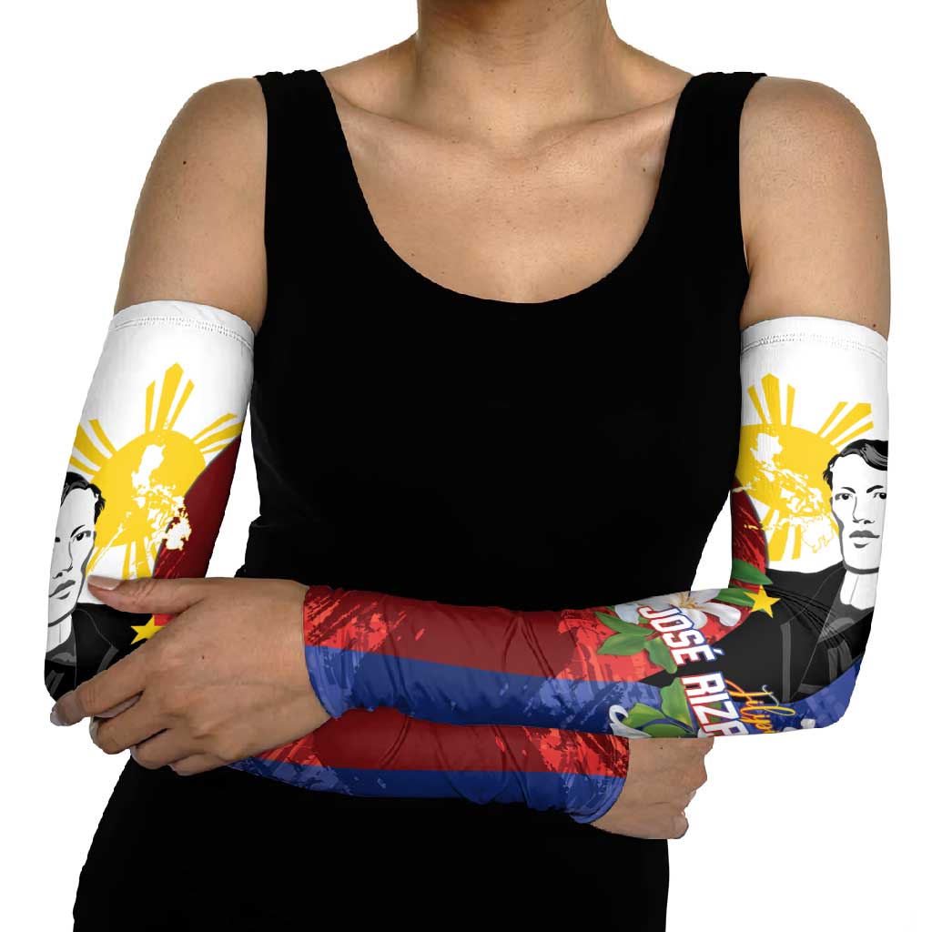 Philippines Rizal Day Arm Sleeves Filipino Sampaguita Grunge Style - Wonder Print Shop