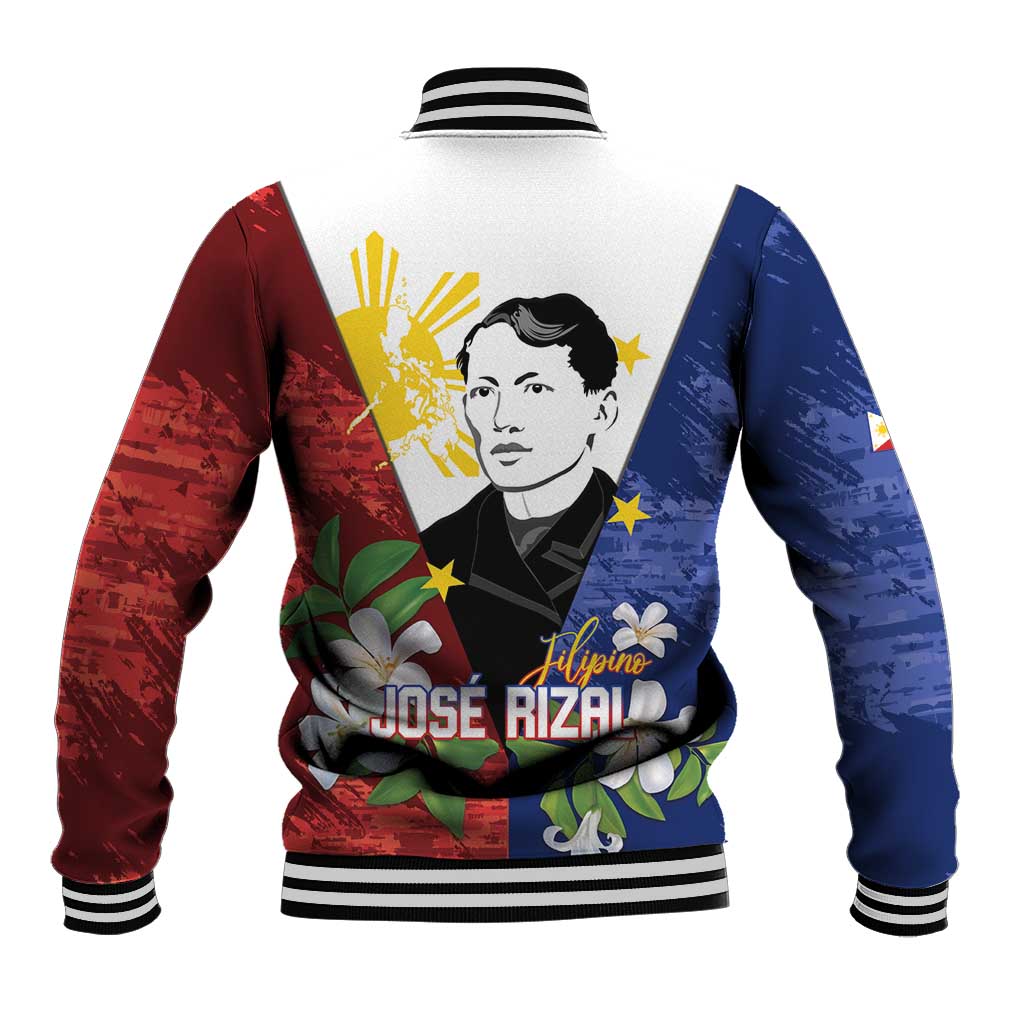 Philippines Rizal Day Baseball Jacket Filipino Sampaguita Grunge Style - Wonder Print Shop