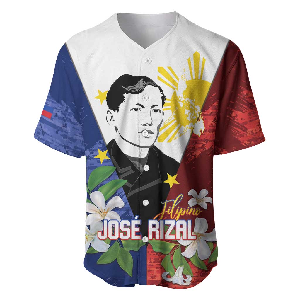Philippines Rizal Day Baseball Jersey Filipino Sampaguita Grunge Style - Wonder Print Shop