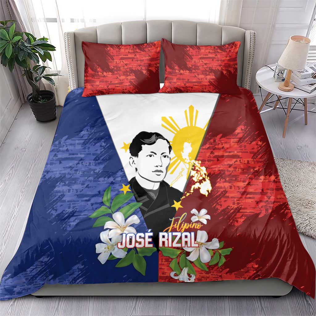 Philippines Rizal Day Bedding Set Filipino Sampaguita Grunge Style - Wonder Print Shop