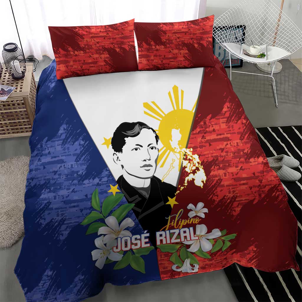 Philippines Rizal Day Bedding Set Filipino Sampaguita Grunge Style - Wonder Print Shop