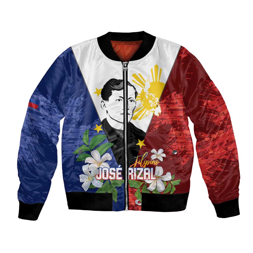 Philippines Rizal Day Bomber Jacket Filipino Sampaguita Grunge Style - Wonder Print Shop