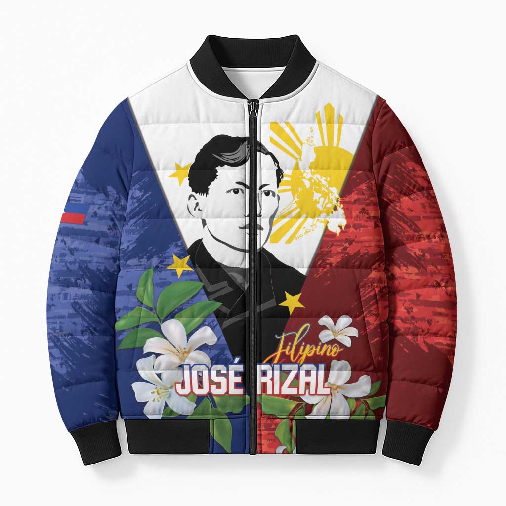 Philippines Rizal Day Bomber Puffer Jacket Filipino Sampaguita Grunge Style - Wonder Print Shop