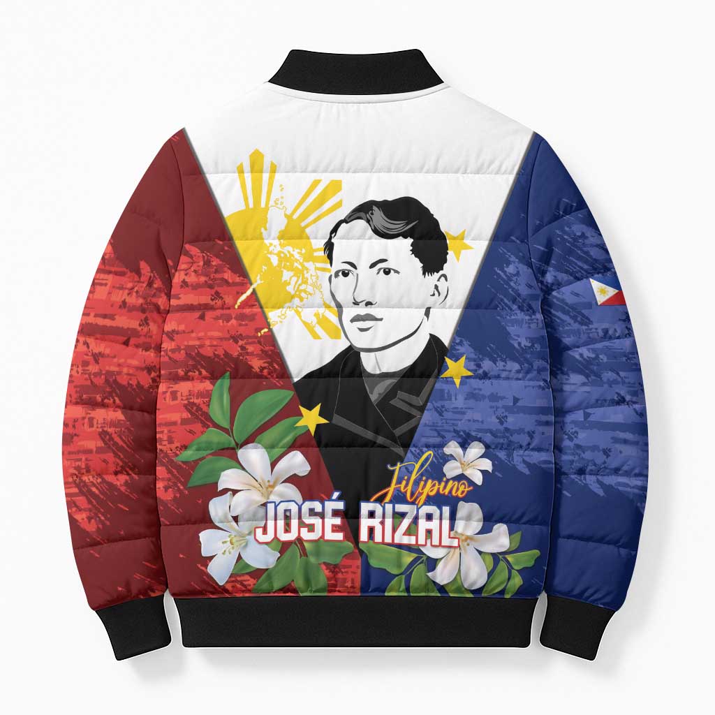 Philippines Rizal Day Bomber Puffer Jacket Filipino Sampaguita Grunge Style - Wonder Print Shop