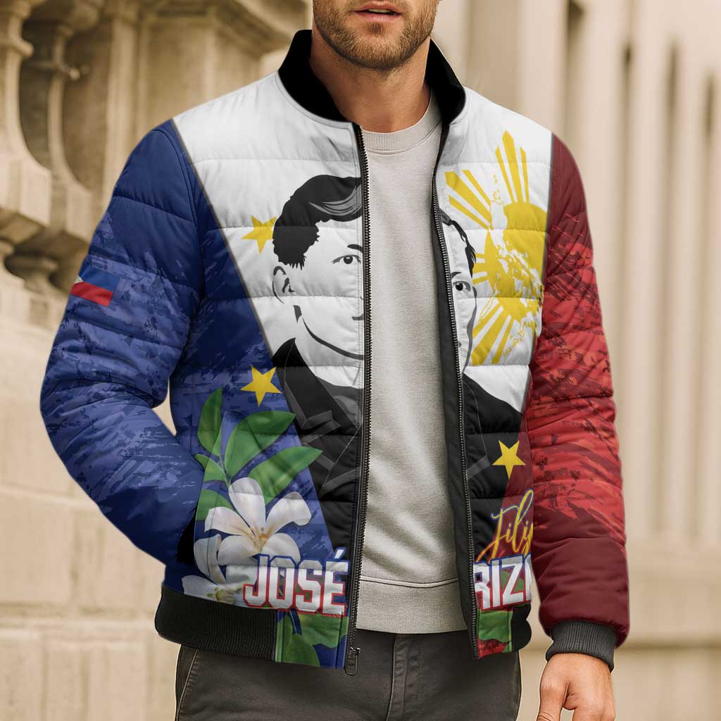 Philippines Rizal Day Bomber Puffer Jacket Filipino Sampaguita Grunge Style - Wonder Print Shop
