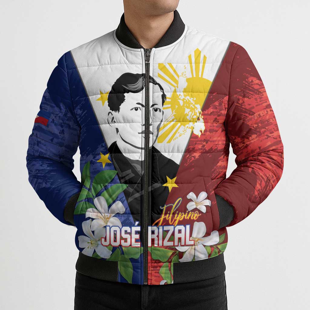 Philippines Rizal Day Bomber Puffer Jacket Filipino Sampaguita Grunge Style - Wonder Print Shop