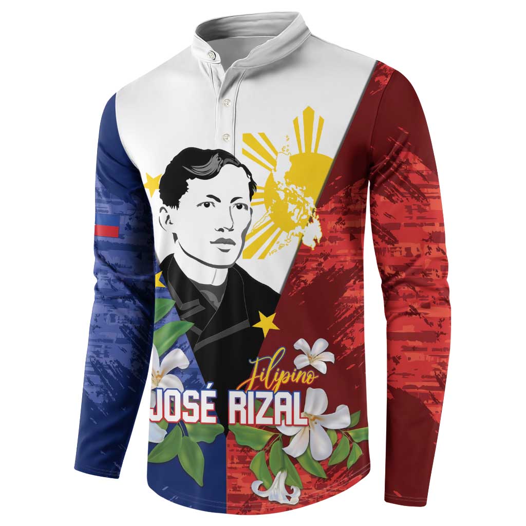 Philippines Rizal Day Button Sweatshirt Filipino Sampaguita Grunge Style - Wonder Print Shop