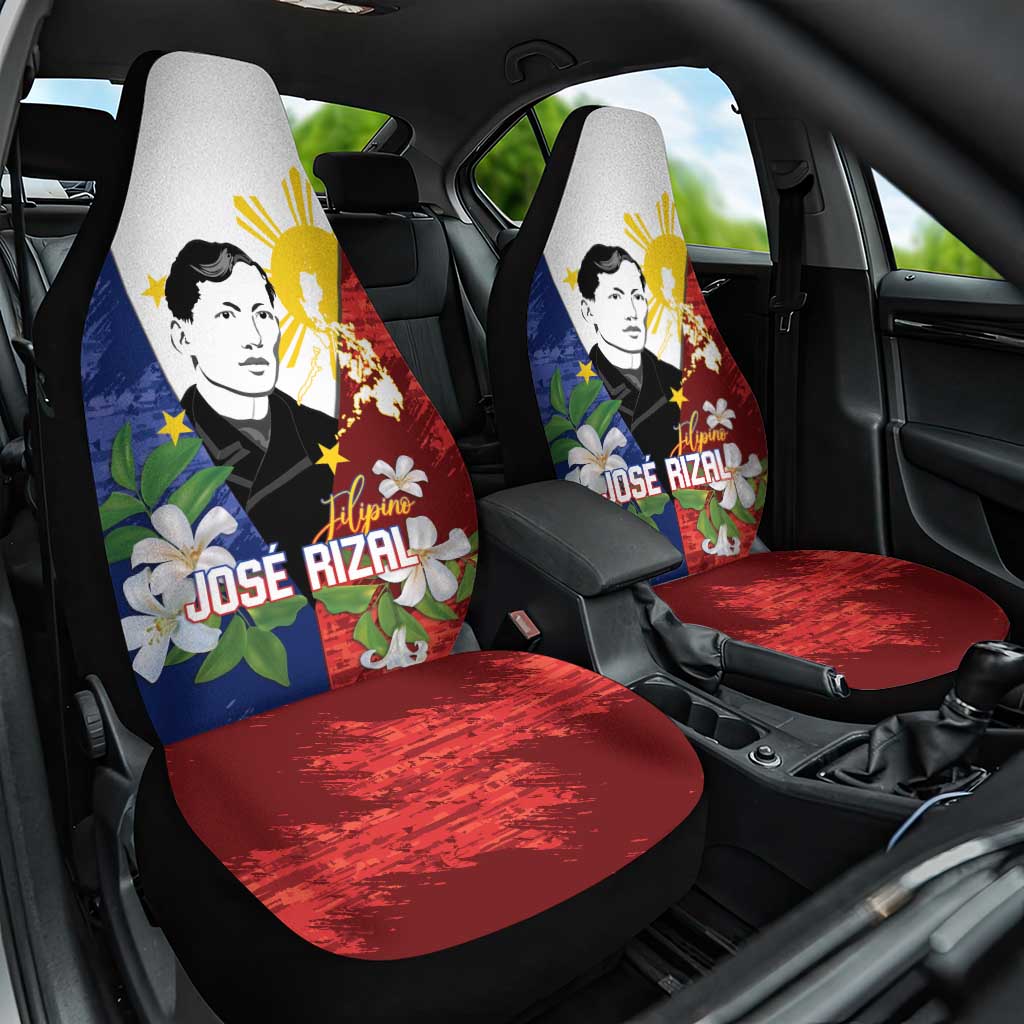 Philippines Rizal Day Car Seat Cover Filipino Sampaguita Grunge Style - Wonder Print Shop