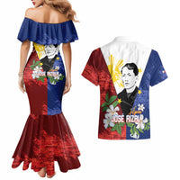 Philippines Rizal Day Couples Matching Mermaid Dress and Hawaiian Shirt Filipino Sampaguita Grunge Style - Wonder Print Shop