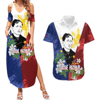 Philippines Rizal Day Couples Matching Summer Maxi Dress and Hawaiian Shirt Filipino Sampaguita Grunge Style - Wonder Print Shop