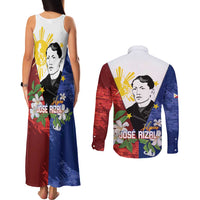 Philippines Rizal Day Couples Matching Tank Maxi Dress and Long Sleeve Button Shirt Filipino Sampaguita Grunge Style - Wonder Print Shop