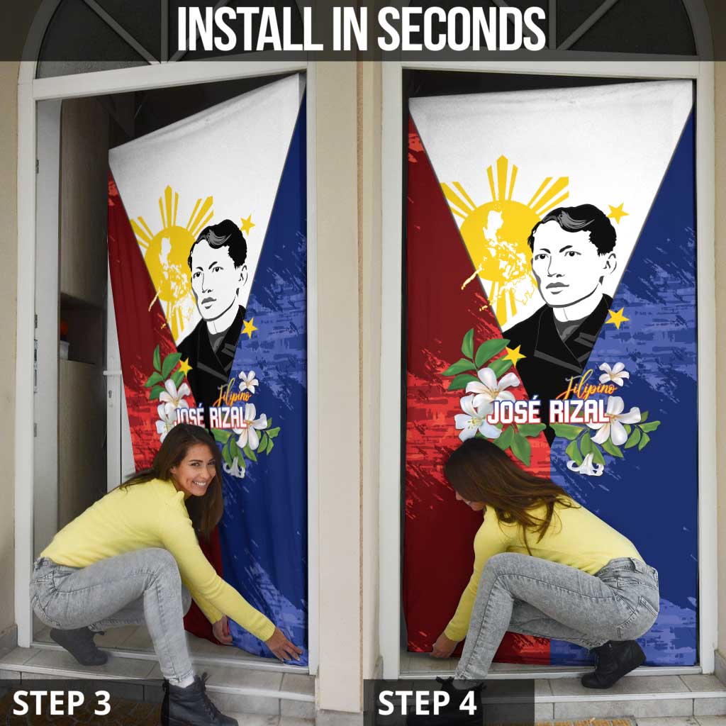 Philippines Rizal Day Door Cover Filipino Sampaguita Grunge Style - Wonder Print Shop