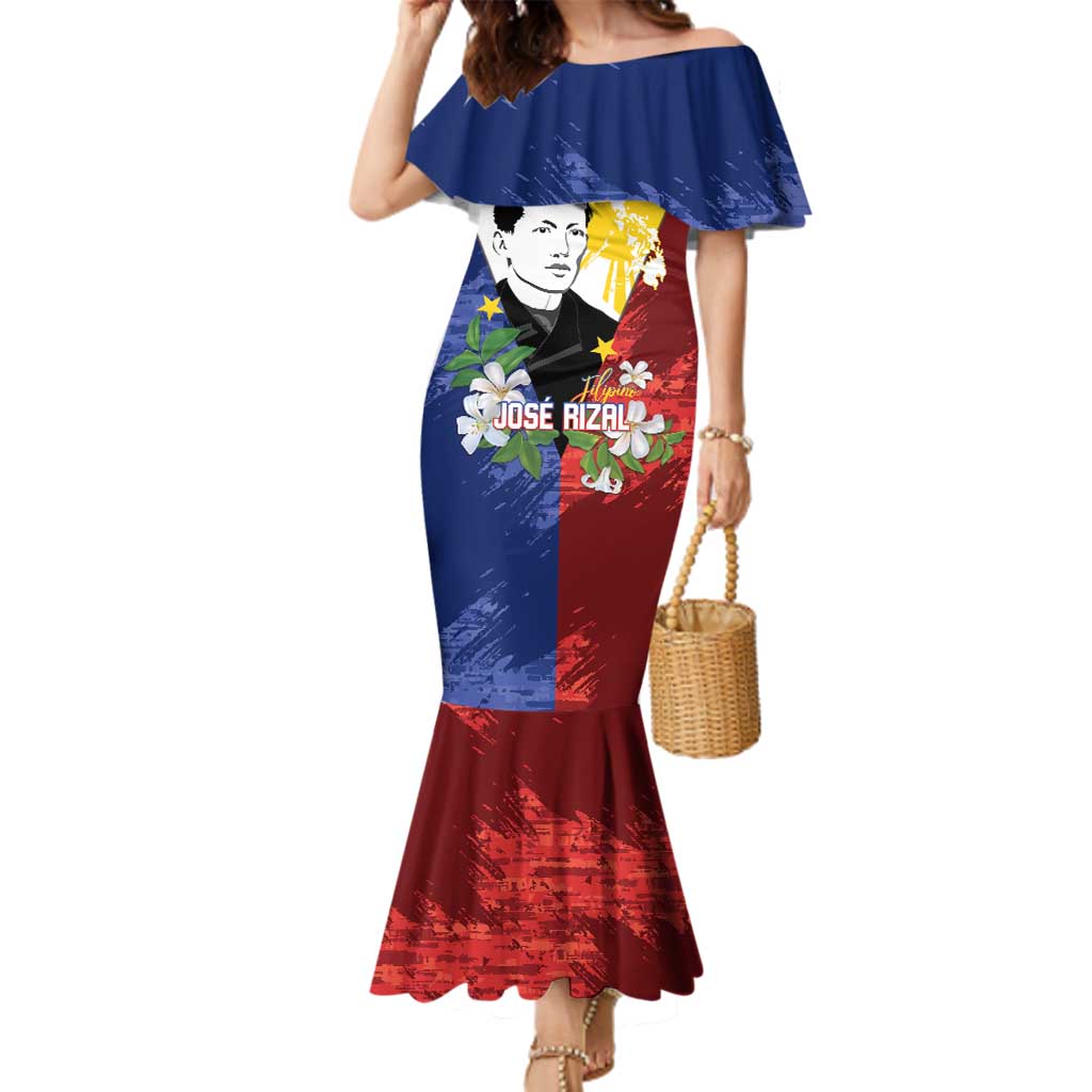 Philippines Rizal Day Family Matching Mermaid Dress and Hawaiian Shirt Filipino Sampaguita Grunge Style - Wonder Print Shop