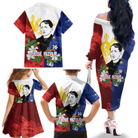 Philippines Rizal Day Family Matching Off The Shoulder Long Sleeve Dress and Hawaiian Shirt Filipino Sampaguita Grunge Style - Wonder Print Shop