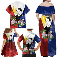 Philippines Rizal Day Family Matching Off Shoulder Maxi Dress and Hawaiian Shirt Filipino Sampaguita Grunge Style - Wonder Print Shop