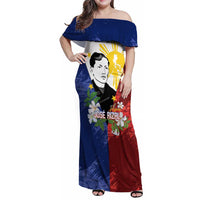 Philippines Rizal Day Family Matching Off Shoulder Maxi Dress and Hawaiian Shirt Filipino Sampaguita Grunge Style - Wonder Print Shop