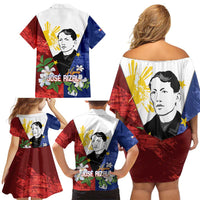 Philippines Rizal Day Family Matching Off Shoulder Short Dress and Hawaiian Shirt Filipino Sampaguita Grunge Style - Wonder Print Shop