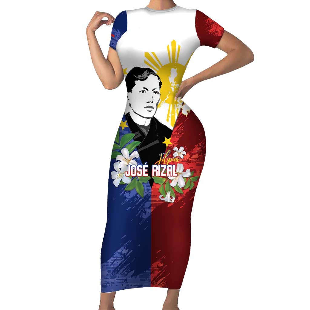Philippines Rizal Day Family Matching Short Sleeve Bodycon Dress and Hawaiian Shirt Filipino Sampaguita Grunge Style - Wonder Print Shop