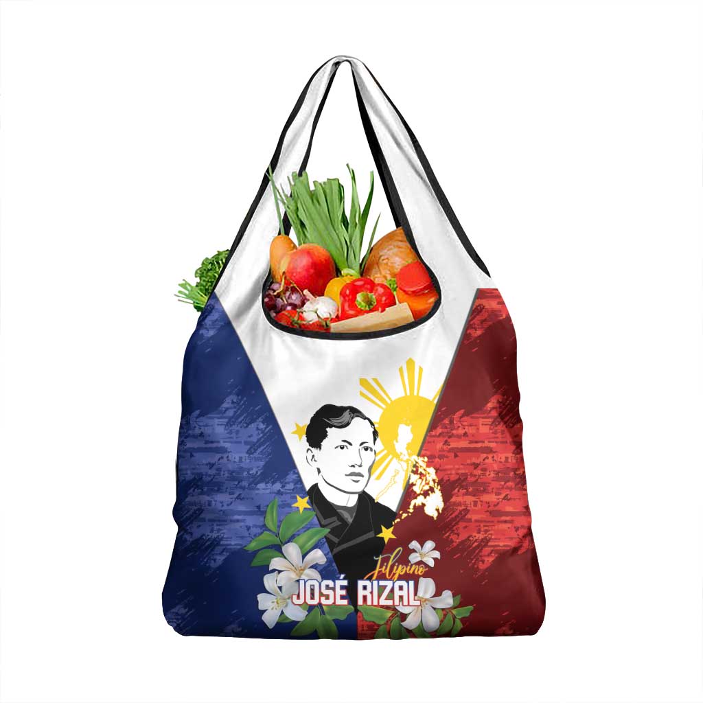 Philippines Rizal Day Grocery Bag Filipino Sampaguita Grunge Style - Wonder Print Shop