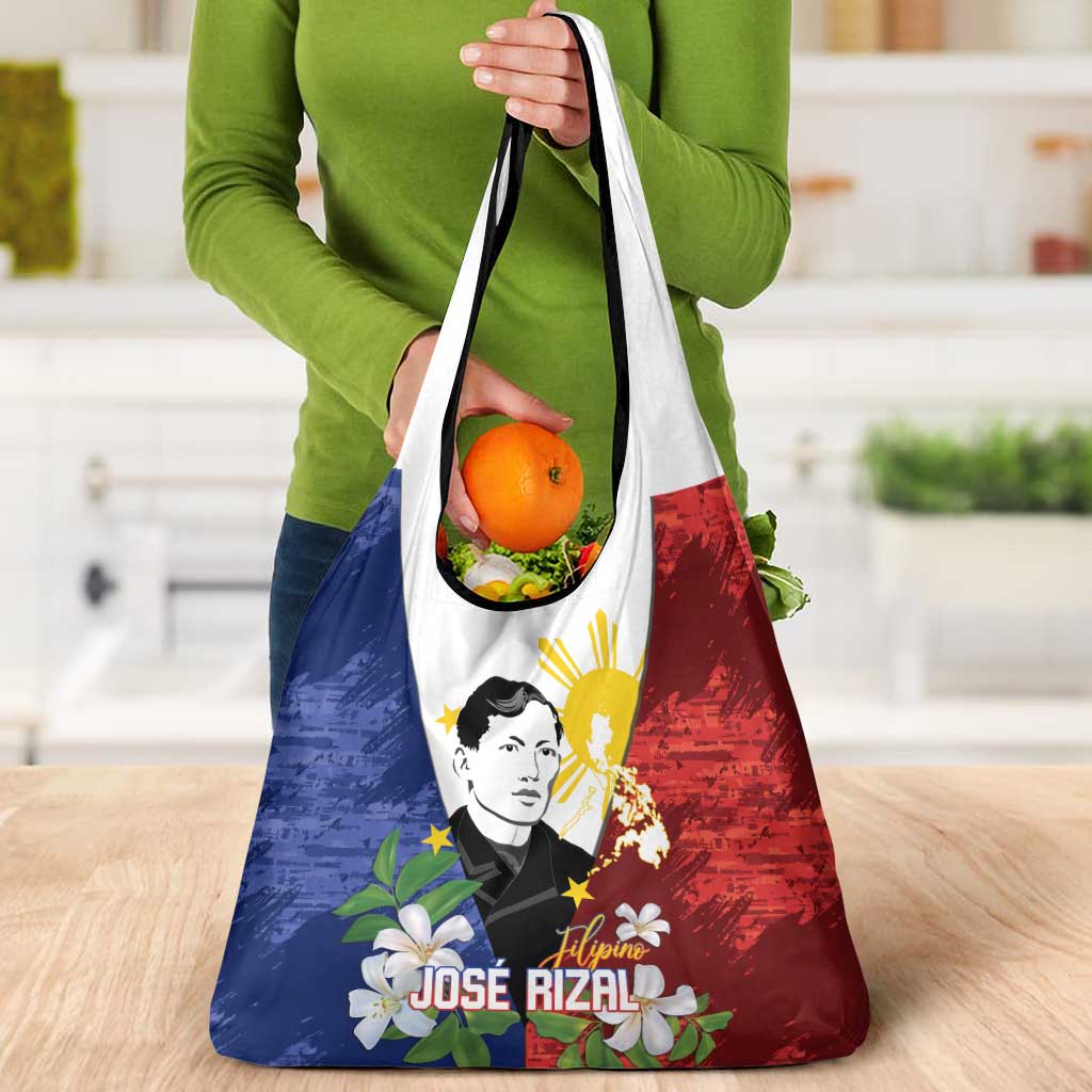 Philippines Rizal Day Grocery Bag Filipino Sampaguita Grunge Style - Wonder Print Shop