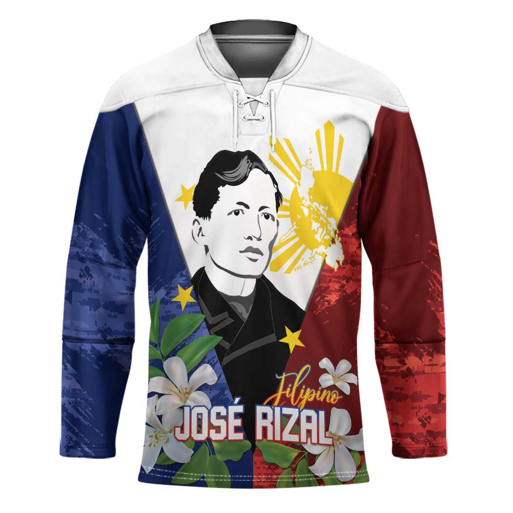 Philippines Rizal Day Hockey Jersey Filipino Sampaguita Grunge Style - Wonder Print Shop