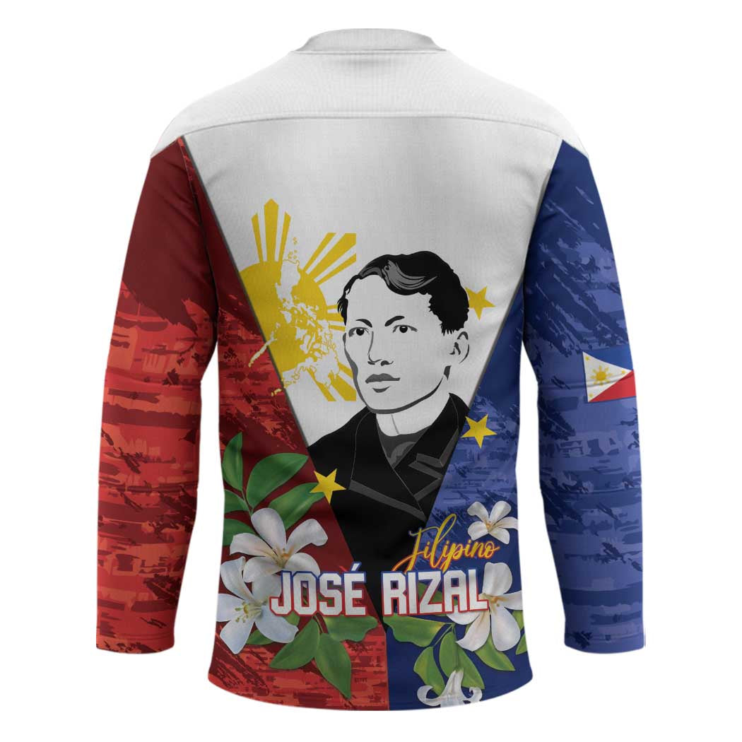 Philippines Rizal Day Hockey Jersey Filipino Sampaguita Grunge Style - Wonder Print Shop