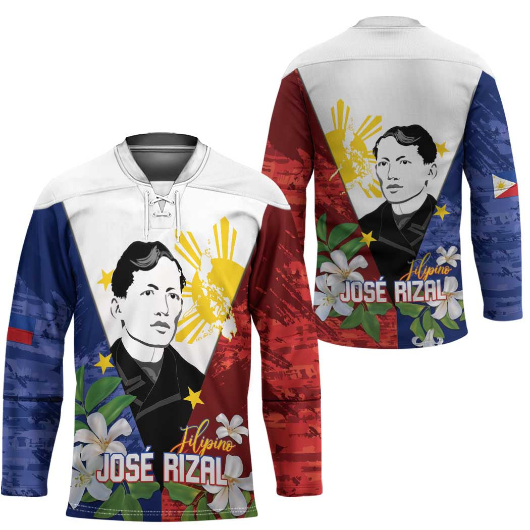 Philippines Rizal Day Hockey Jersey Filipino Sampaguita Grunge Style - Wonder Print Shop