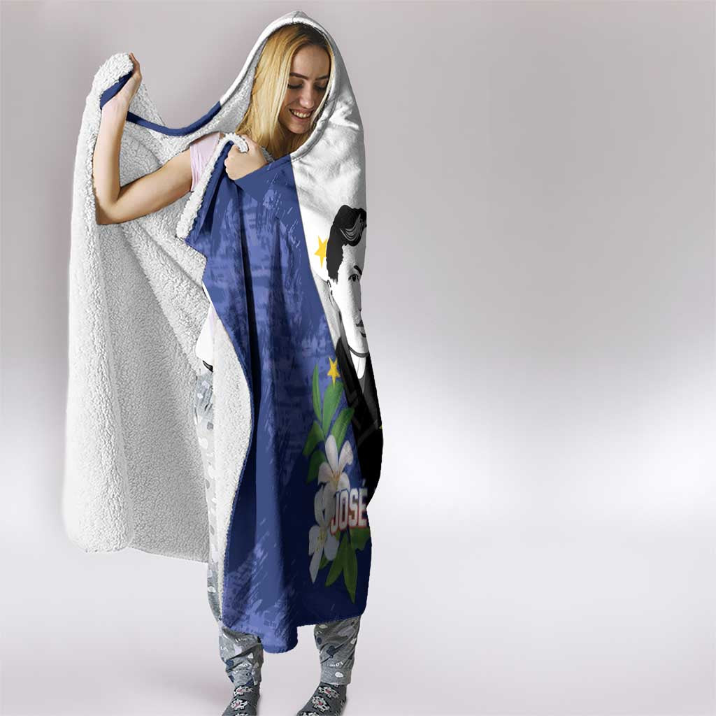 Philippines Rizal Day Hooded Blanket Filipino Sampaguita Grunge Style - Wonder Print Shop