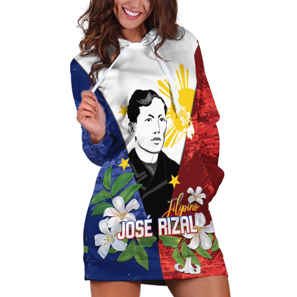 Philippines Rizal Day Hoodie Dress Filipino Sampaguita Grunge Style - Wonder Print Shop
