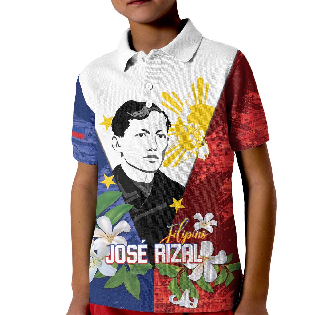 Philippines Rizal Day Kid Polo Shirt Filipino Sampaguita Grunge Style - Wonder Print Shop