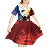 Philippines Rizal Day Kid Short Sleeve Dress Filipino Sampaguita Grunge Style - Wonder Print Shop