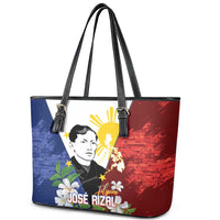 Philippines Rizal Day Leather Tote Bag Filipino Sampaguita Grunge Style - Wonder Print Shop