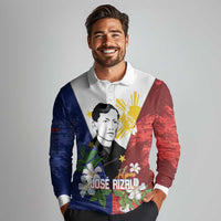 Philippines Rizal Day Long Sleeve Polo Shirt Filipino Sampaguita Grunge Style - Wonder Print Shop