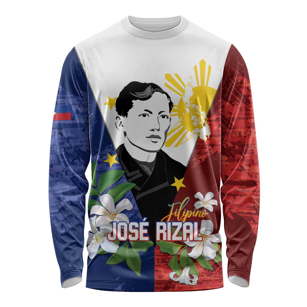 Philippines Rizal Day Long Sleeve Shirt Filipino Sampaguita Grunge Style - Wonder Print Shop