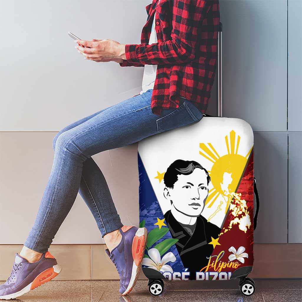 Philippines Rizal Day Luggage Cover Filipino Sampaguita Grunge Style - Wonder Print Shop