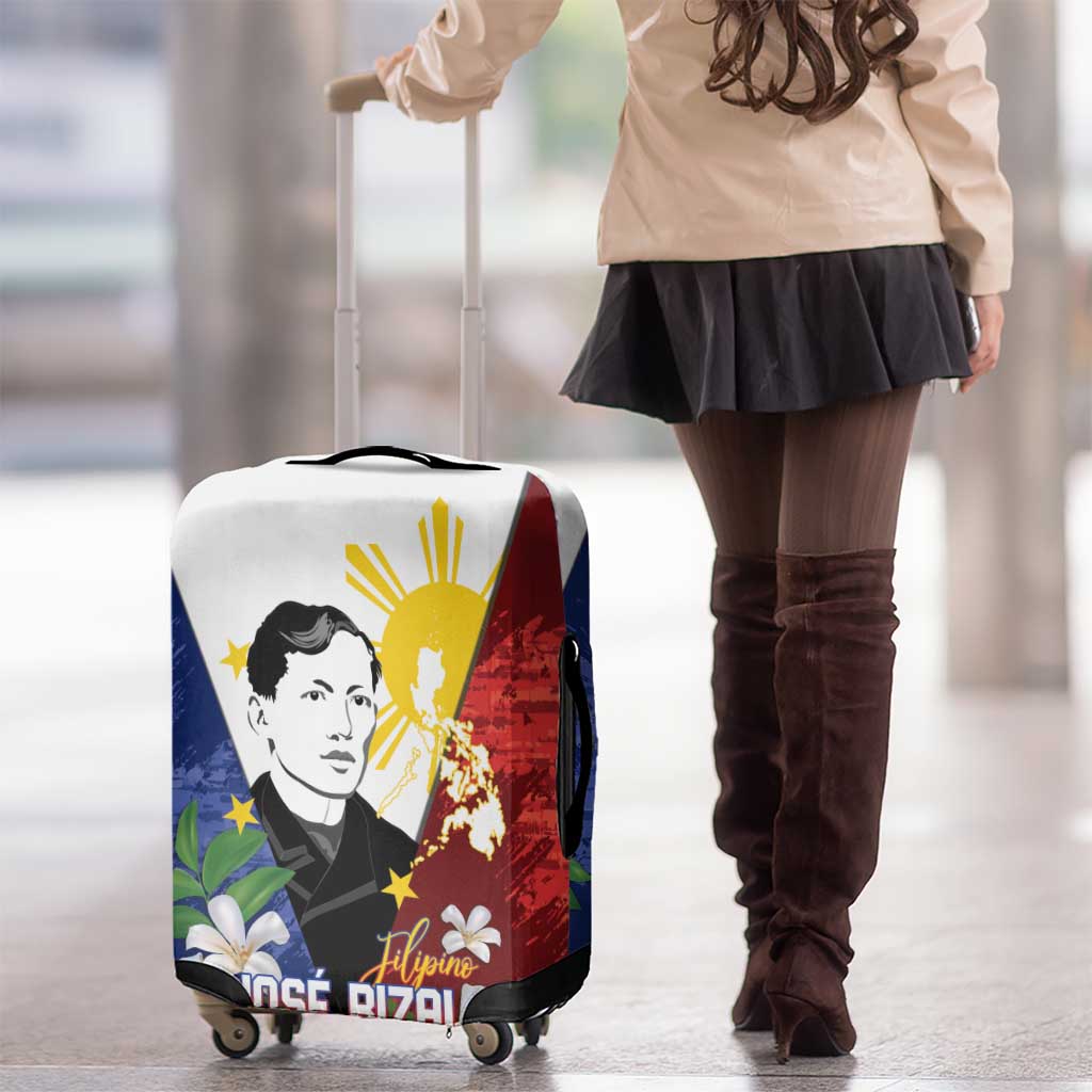Philippines Rizal Day Luggage Cover Filipino Sampaguita Grunge Style - Wonder Print Shop
