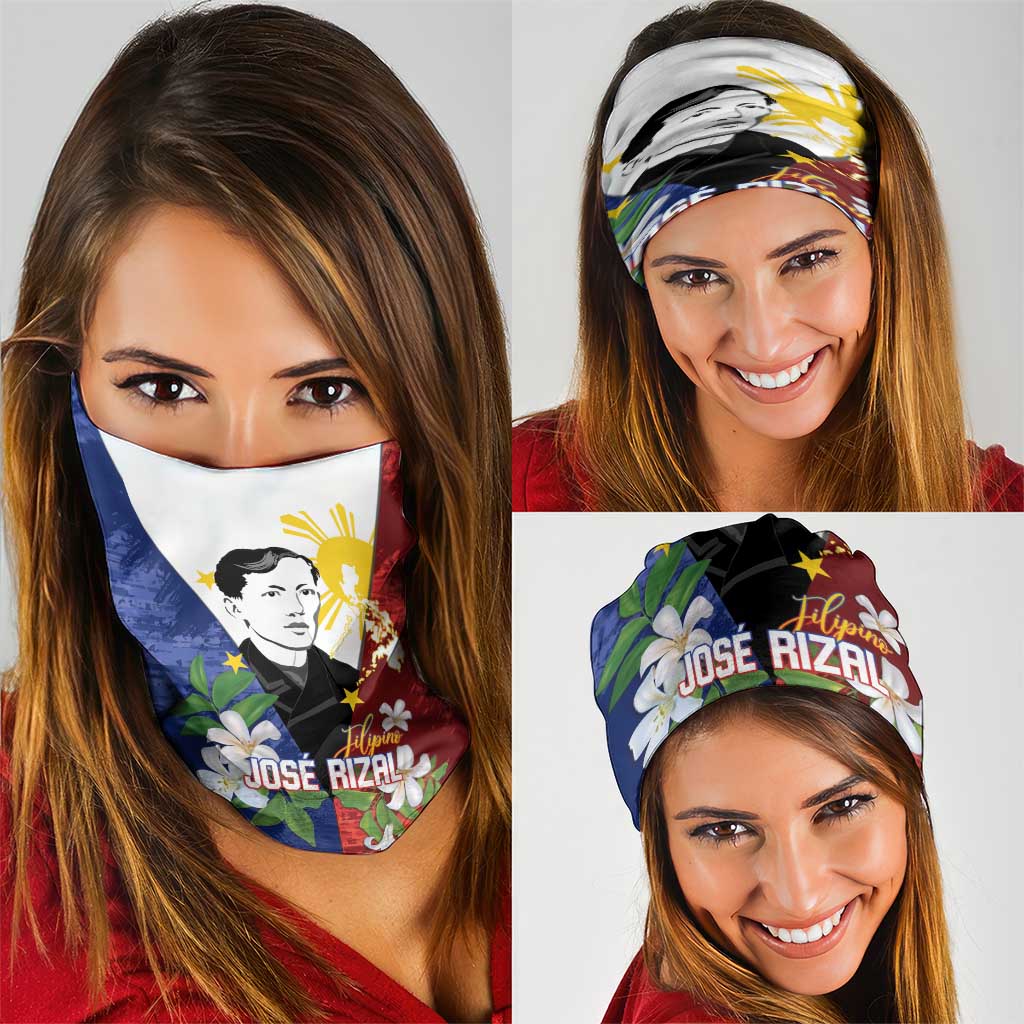 Philippines Rizal Day Neck Gaiter Filipino Sampaguita Grunge Style - Wonder Print Shop