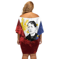Philippines Rizal Day Off Shoulder Short Dress Filipino Sampaguita Grunge Style - Wonder Print Shop
