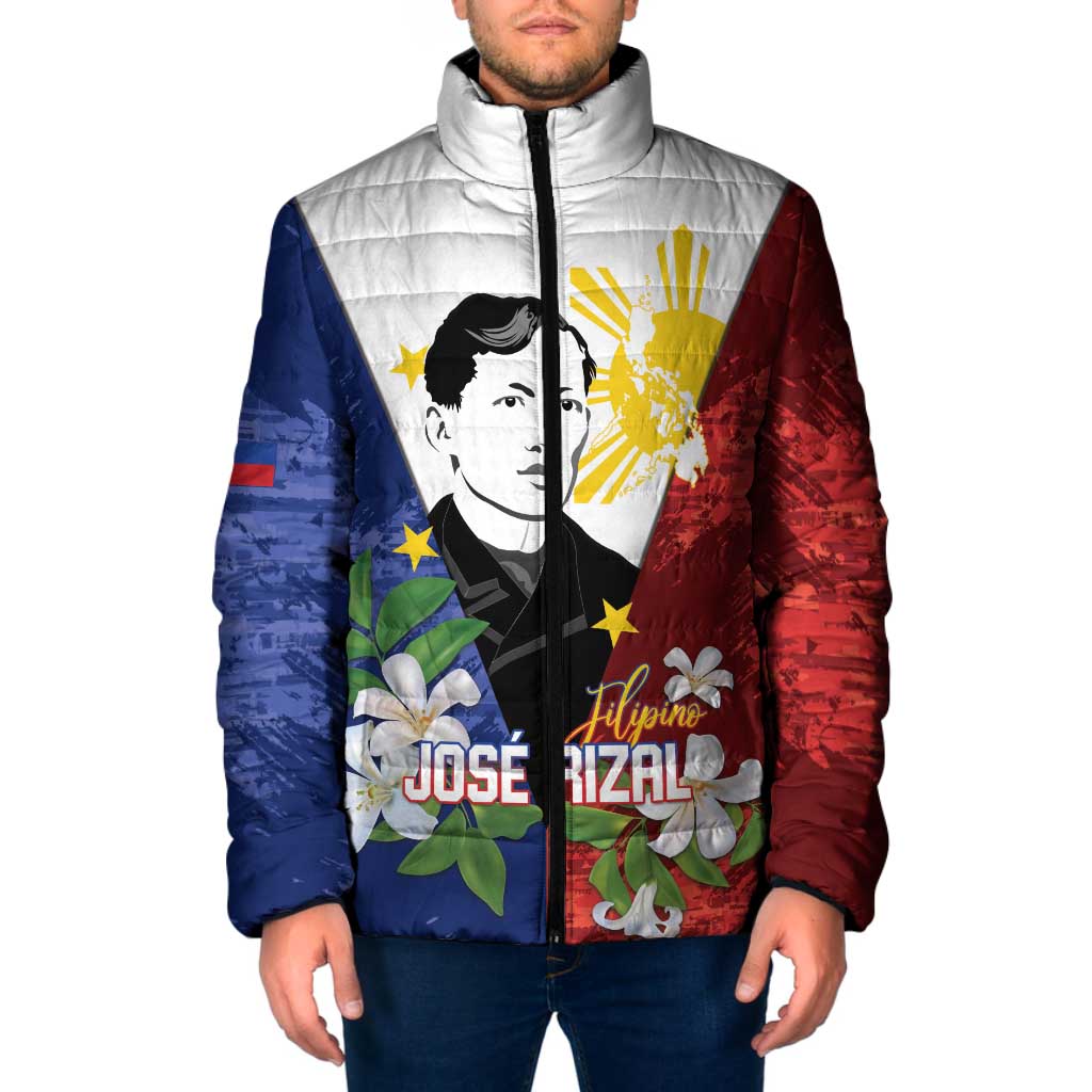 Philippines Rizal Day Padded Jacket Filipino Sampaguita Grunge Style - Wonder Print Shop