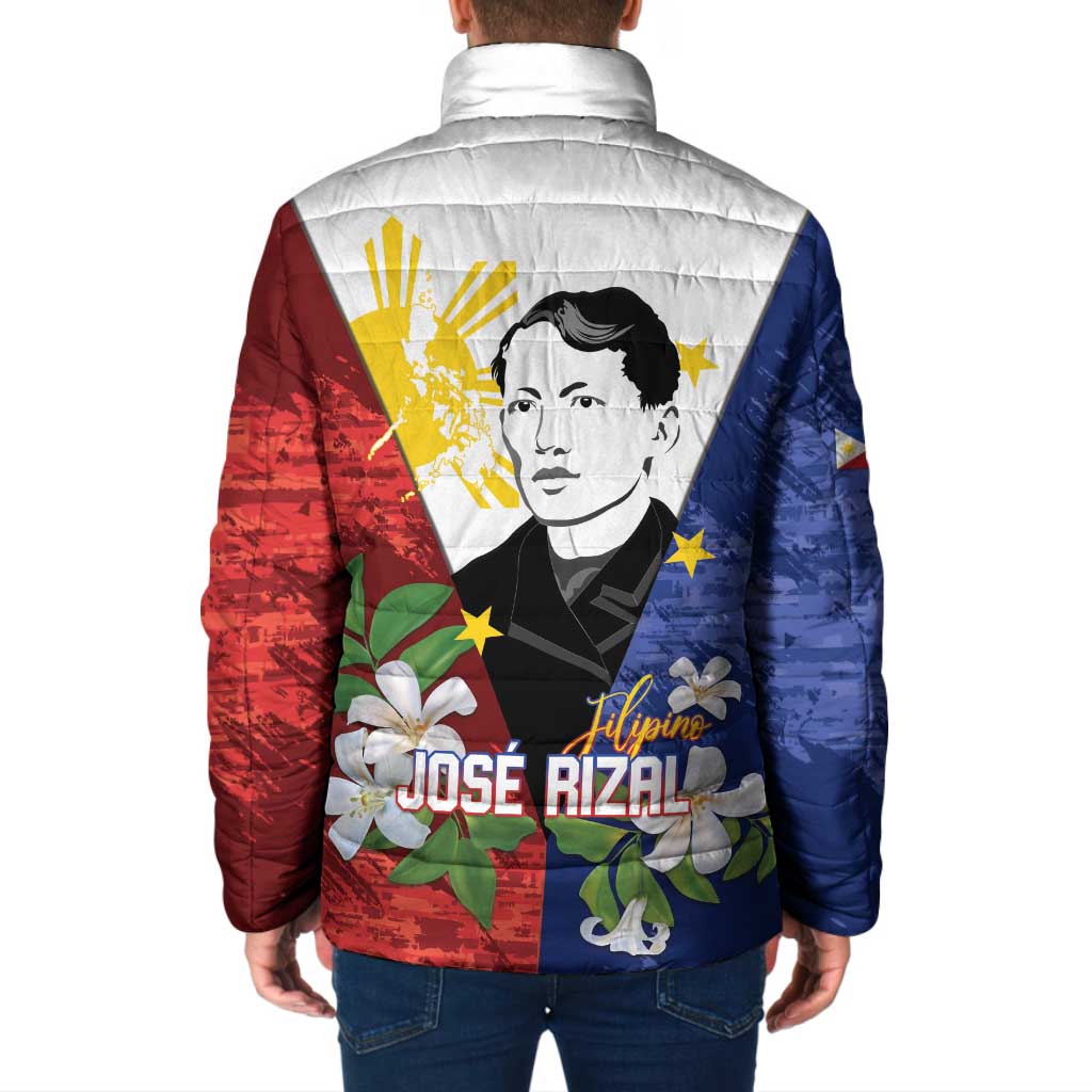 Philippines Rizal Day Padded Jacket Filipino Sampaguita Grunge Style - Wonder Print Shop