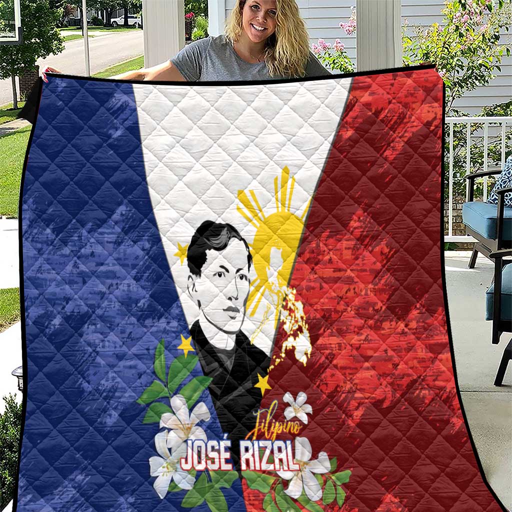 Philippines Rizal Day Quilt Filipino Sampaguita Grunge Style - Wonder Print Shop