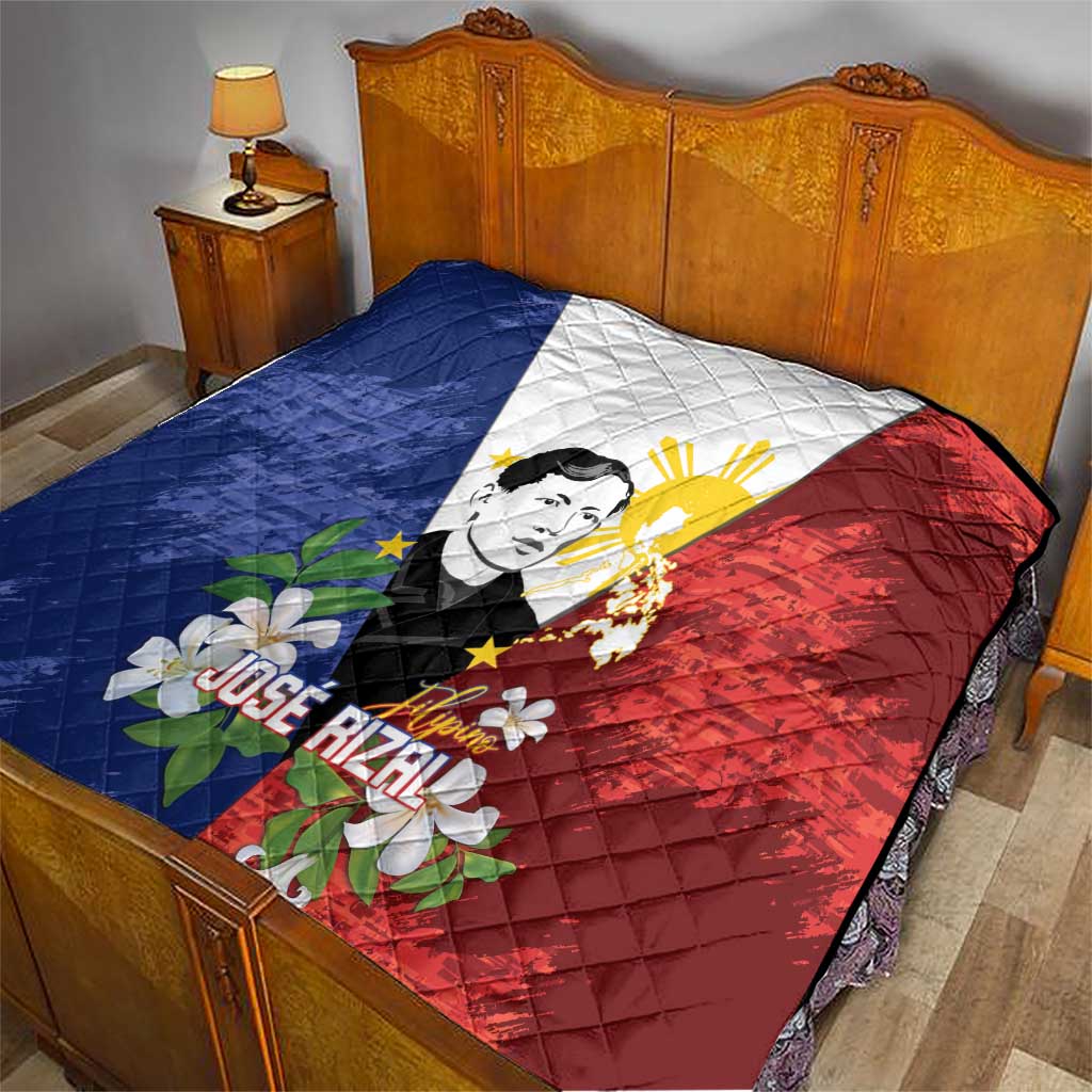 Philippines Rizal Day Quilt Filipino Sampaguita Grunge Style - Wonder Print Shop
