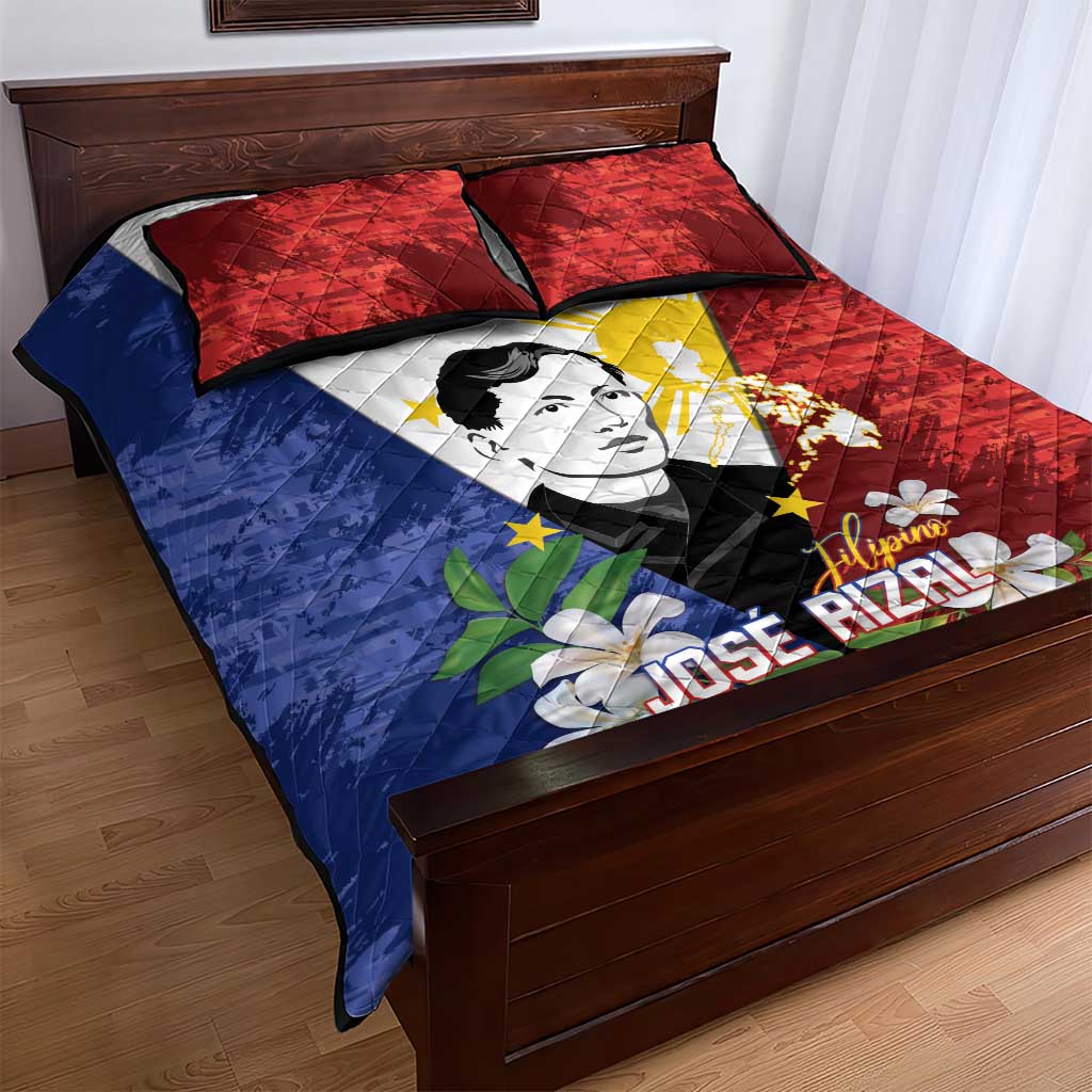 Philippines Rizal Day Quilt Bed Set Filipino Sampaguita Grunge Style - Wonder Print Shop