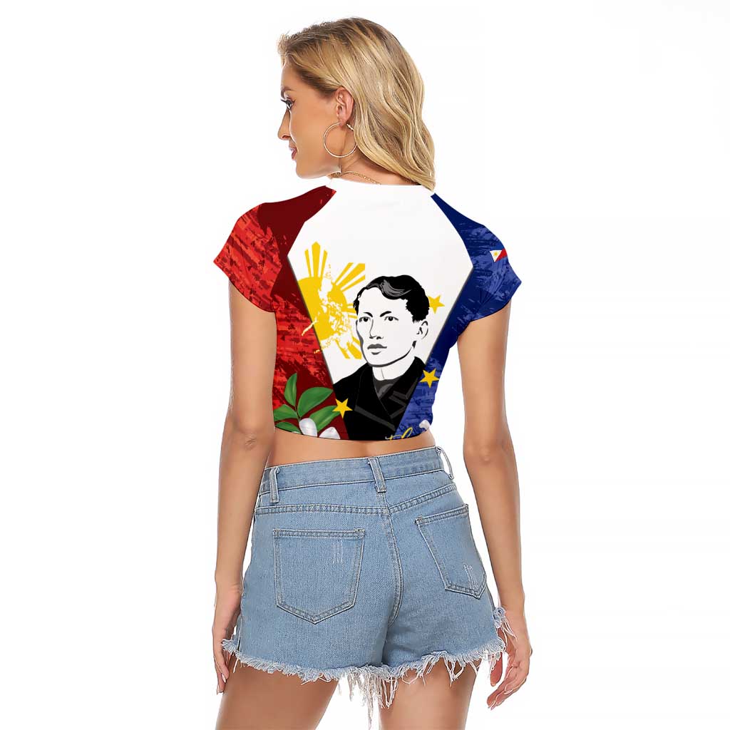 Philippines Rizal Day Raglan Cropped T Shirt Filipino Sampaguita Grunge Style - Wonder Print Shop