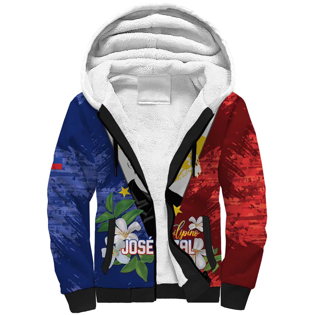 Philippines Rizal Day Sherpa Hoodie Filipino Sampaguita Grunge Style - Wonder Print Shop