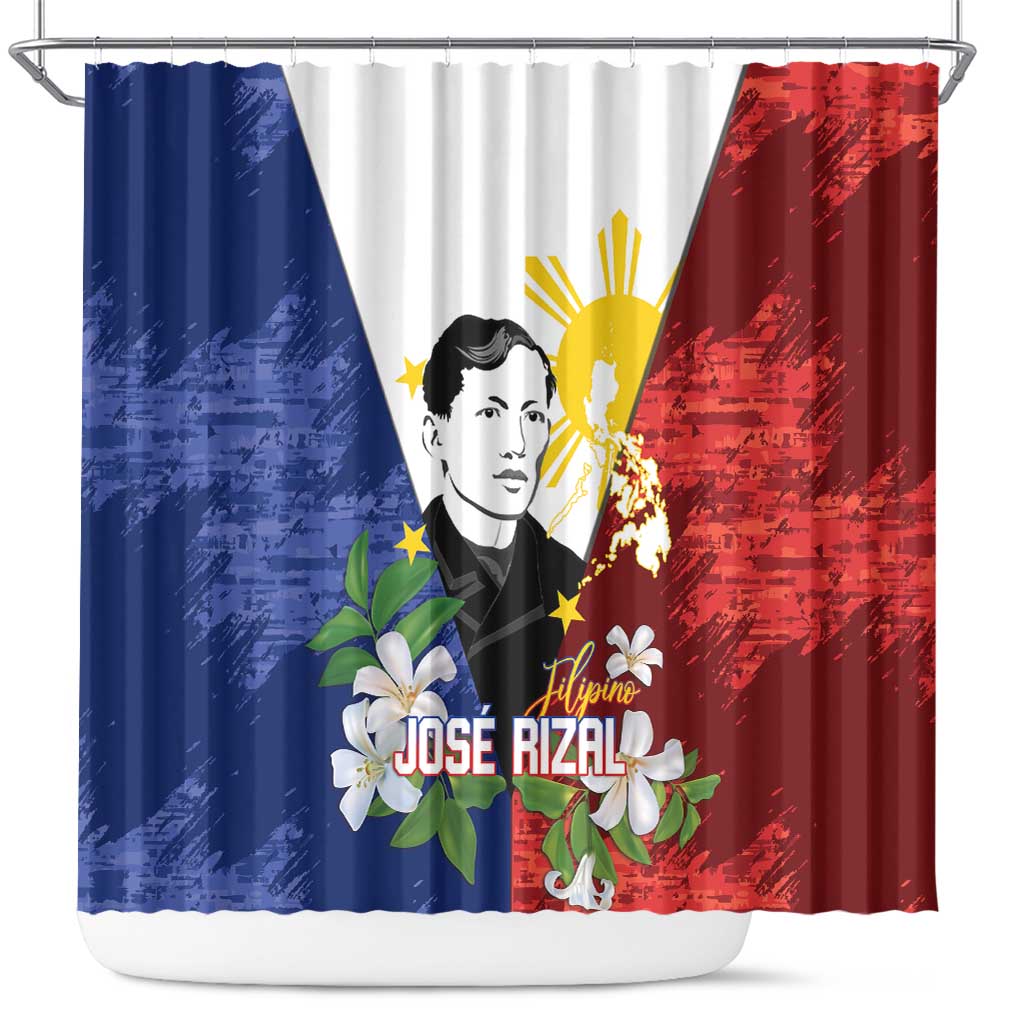 Philippines Rizal Day Shower Curtain Filipino Sampaguita Grunge Style - Wonder Print Shop
