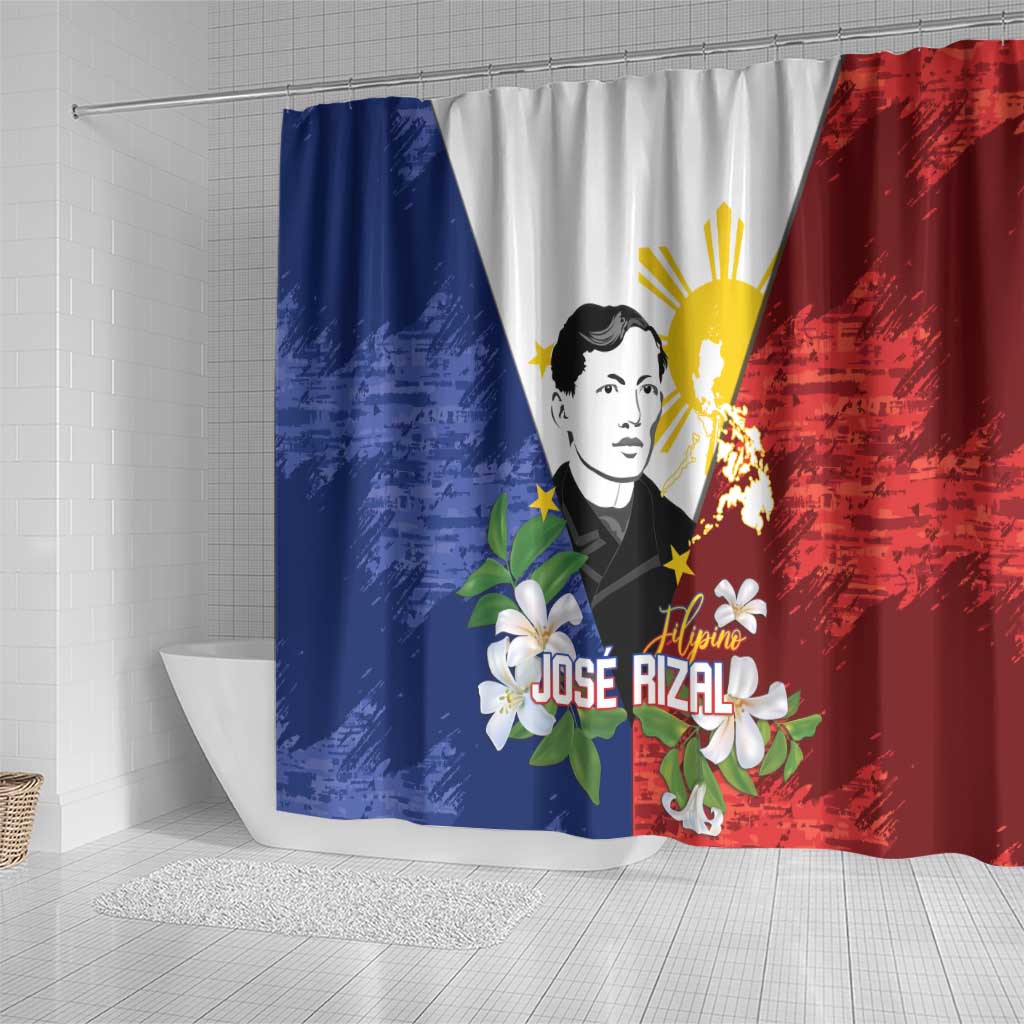 Philippines Rizal Day Shower Curtain Filipino Sampaguita Grunge Style - Wonder Print Shop