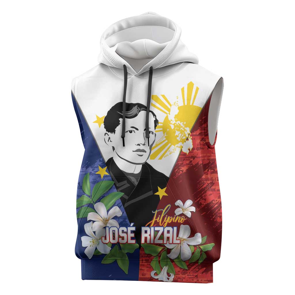 Philippines Rizal Day Sleeveless Hoodie Filipino Sampaguita Grunge Style - Wonder Print Shop