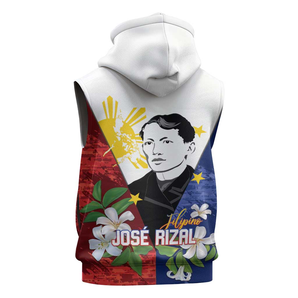 Philippines Rizal Day Sleeveless Hoodie Filipino Sampaguita Grunge Style - Wonder Print Shop